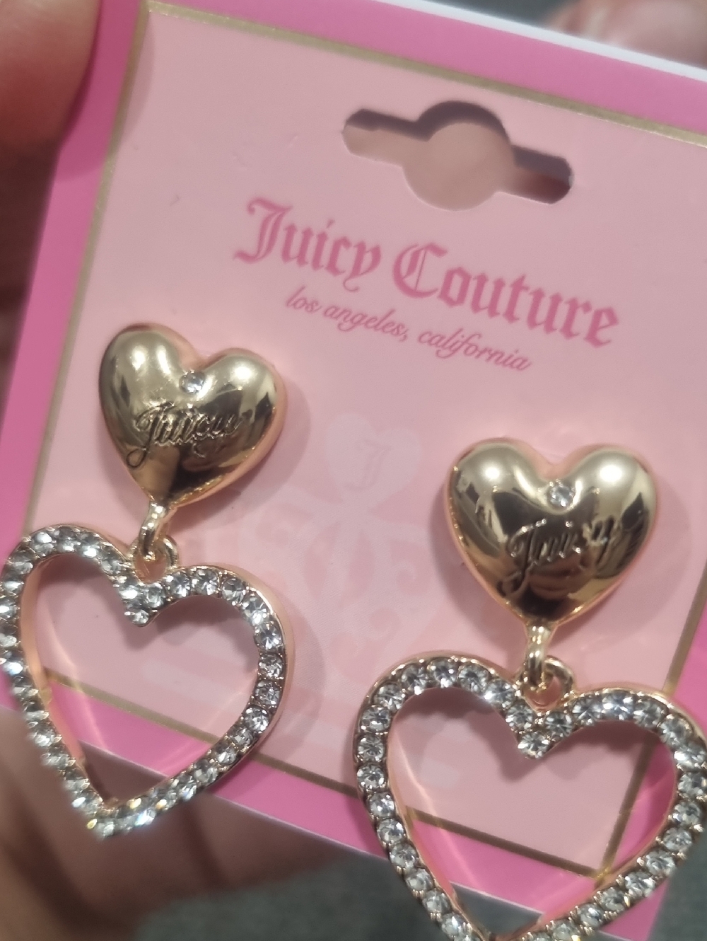 JUICY COUTURE Clear Stone Open Heart Drop Earrings - Picture 4 of 5